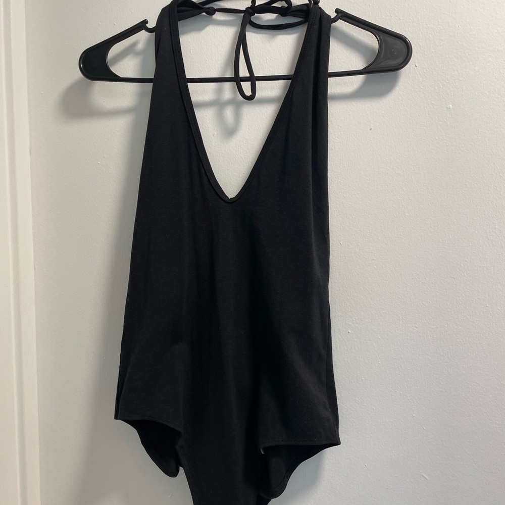 WARRIOR WITHIN DESIGNS Black Halter Neck Bodysuit